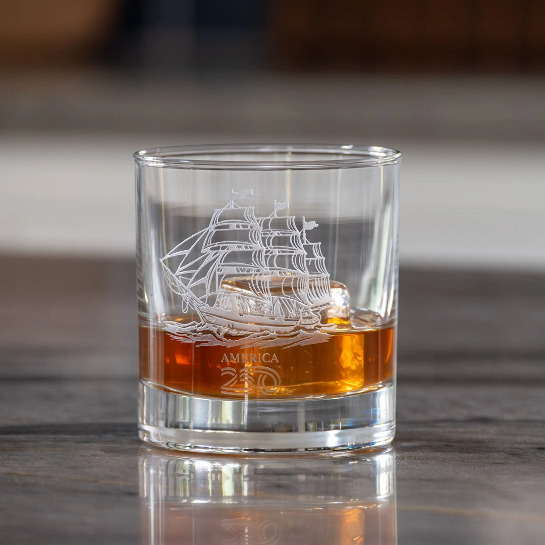 America250™ Tall Ship 10oz On the Rocks Whiskey Glass