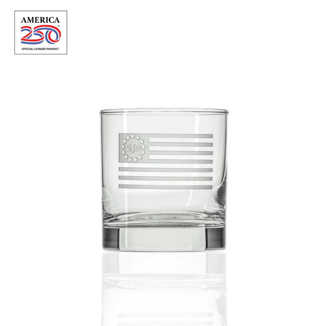 America250™ Betsy Ross Flag 10oz On the Rocks Whiskey Glass