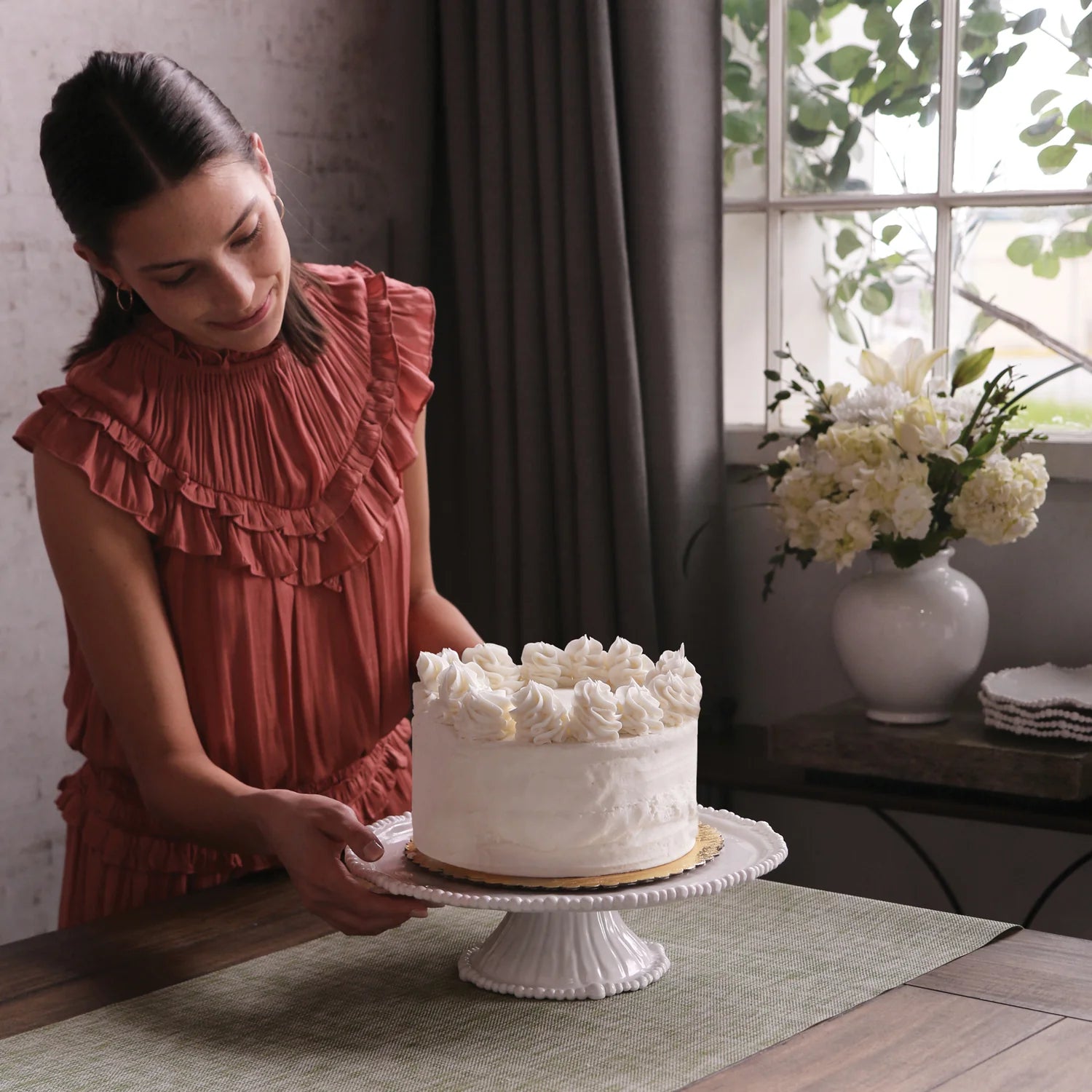 White Vida Alegria Pedestal Cake Plate