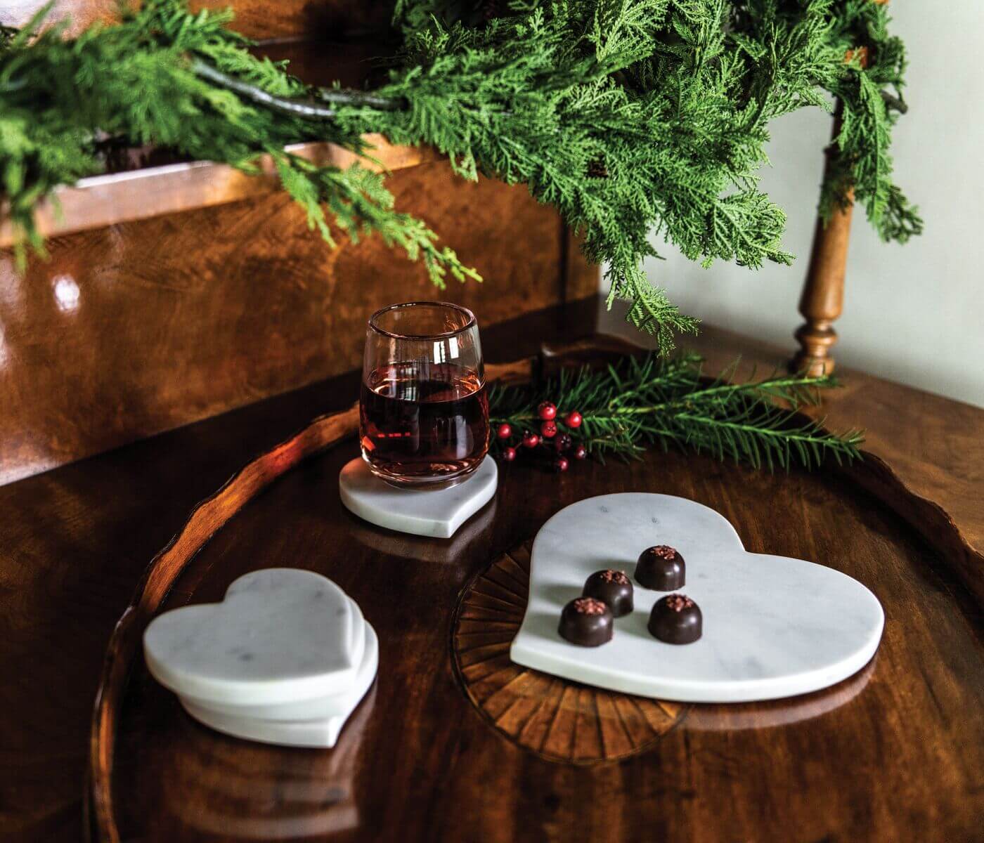 Heart Coasters, Set Of 4 — White Marble