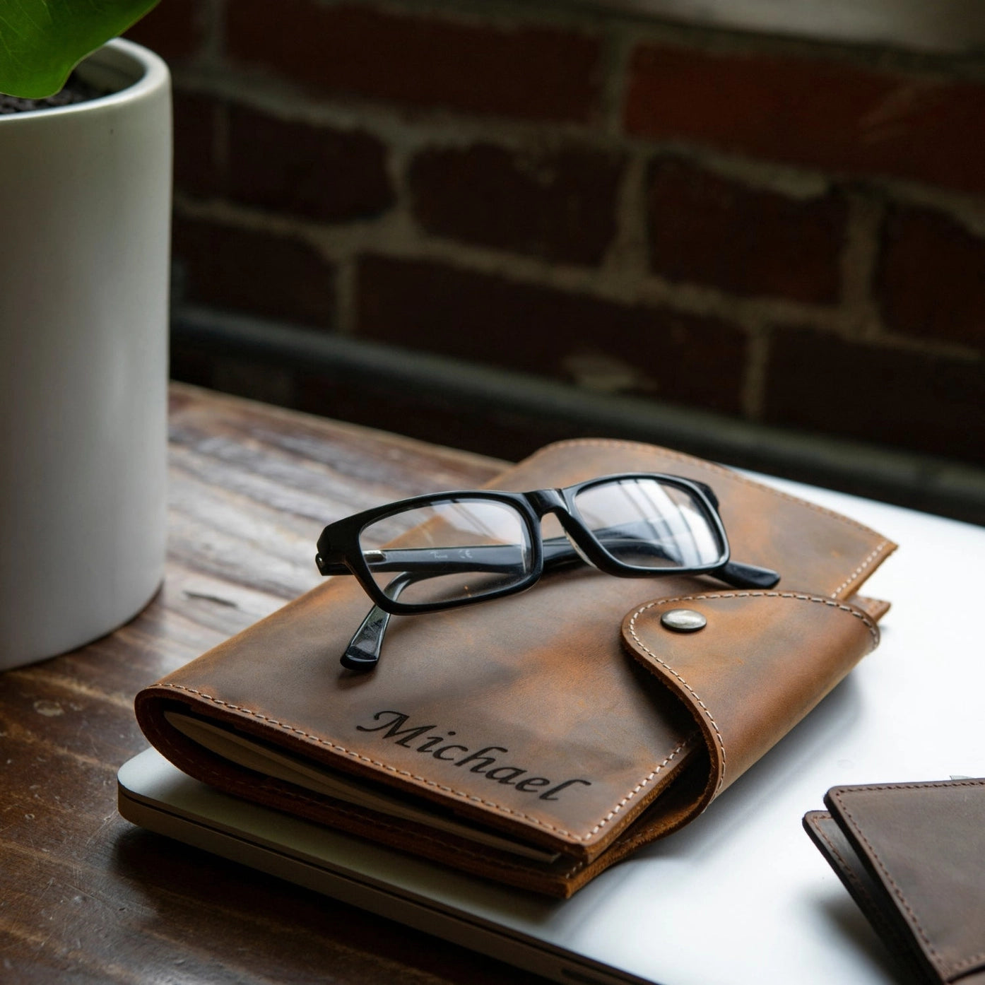 Leather Portfolio & Hand-Dipped Chocolate Pretzels Gift Set