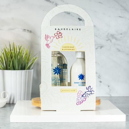 Liquid Soap & Lotion Set w/ Bamboo Tray