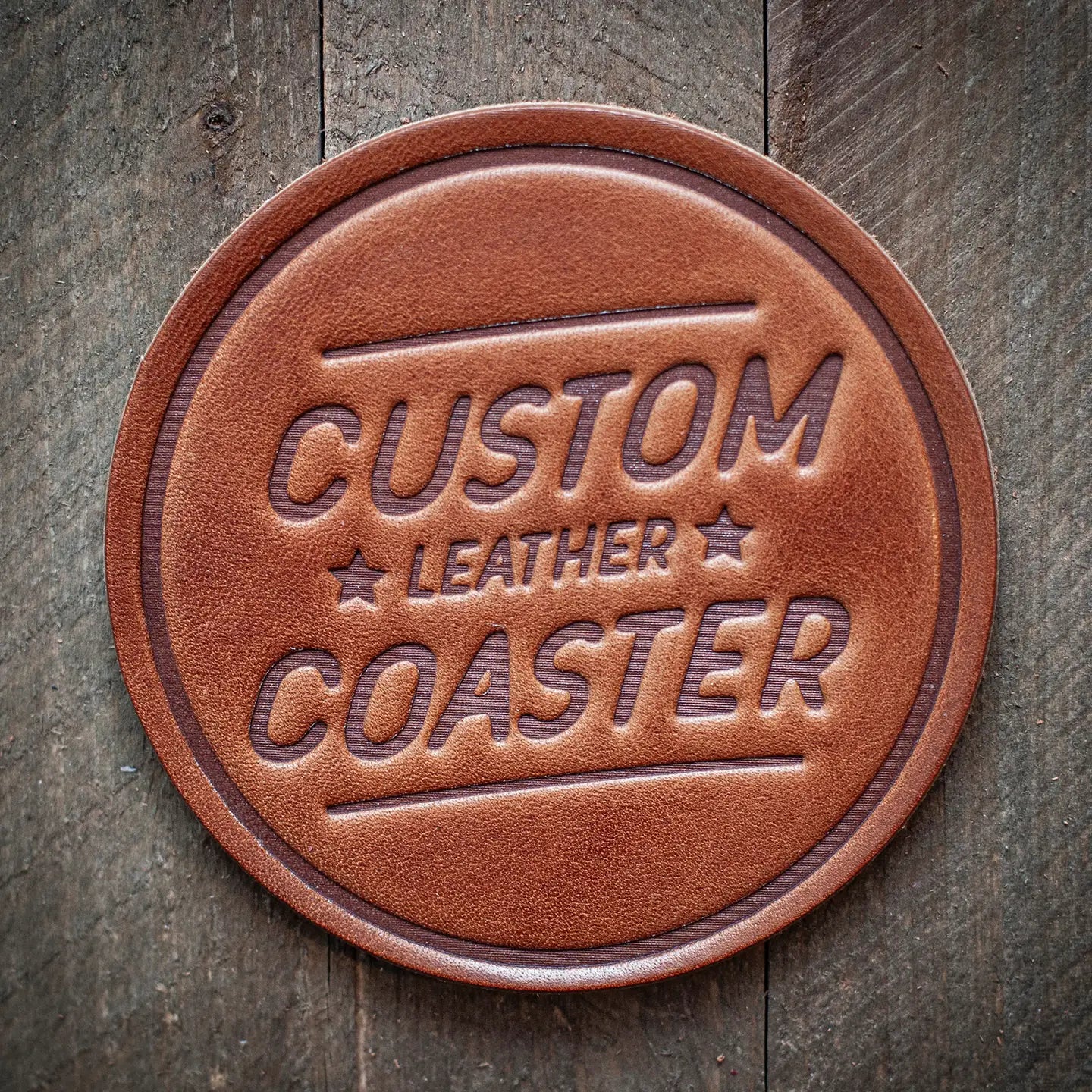 American Flag Co-Branded Leather Coaster Set