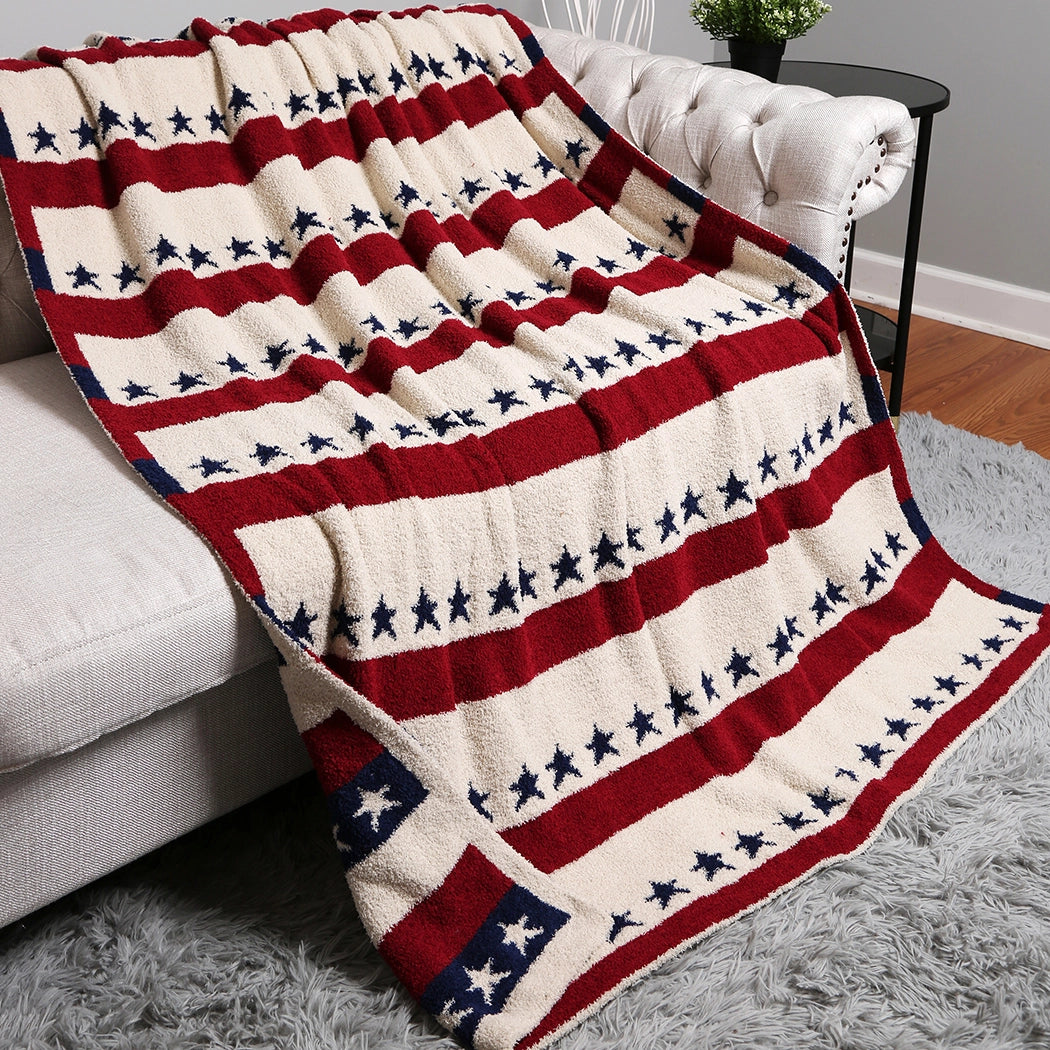 US Theme Star Pattern Cozy Soft Throw Blanket