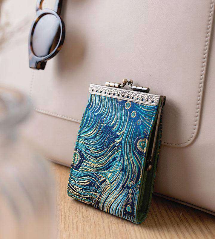 Card Holder with RFID Protection, Peacock