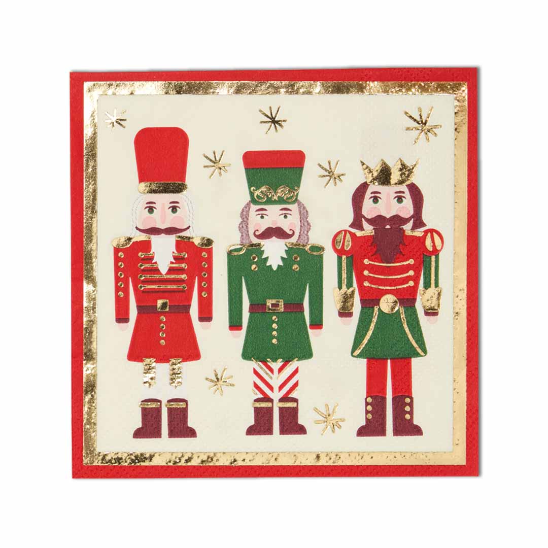 Holiday Cocktail Napkins & Ceramic Tray Set