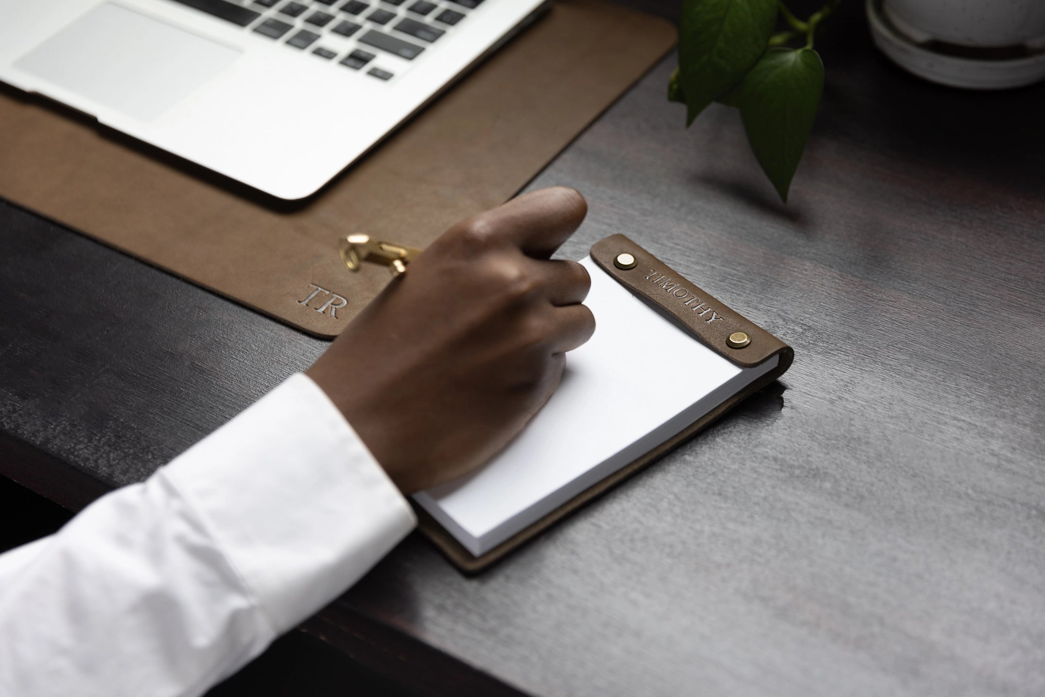 Leather Desk Jotter & Holiday Shortbread Set