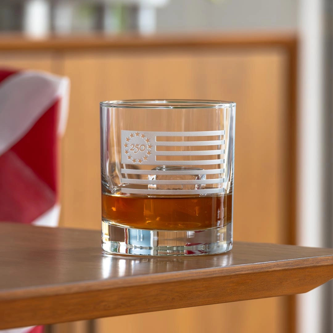 America250™ Betsy Ross Flag 10oz On the Rocks Whiskey Glass