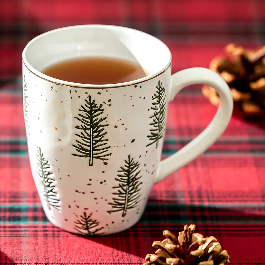 Snowy Pine Trees Festive Mug
