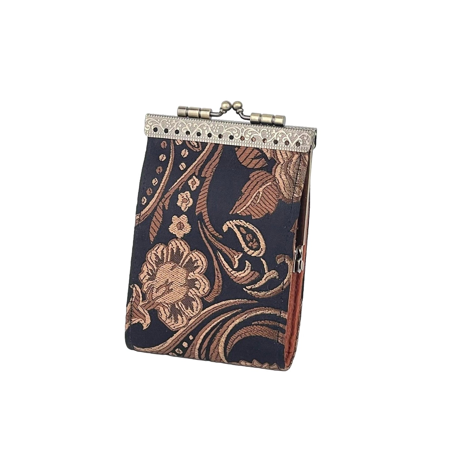 Peony Floral Brocade Card Holder With RFID Protection