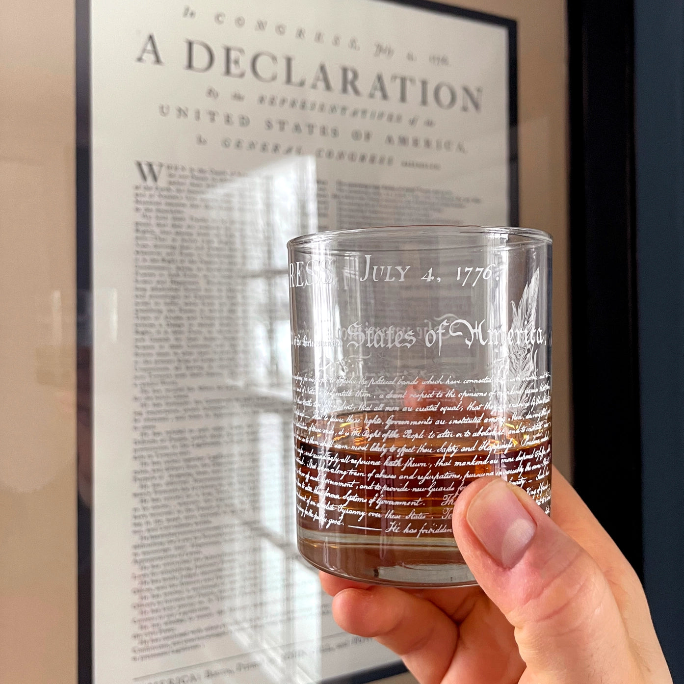 Declaration of Independence Whisky Glass & Leather Coaster Set