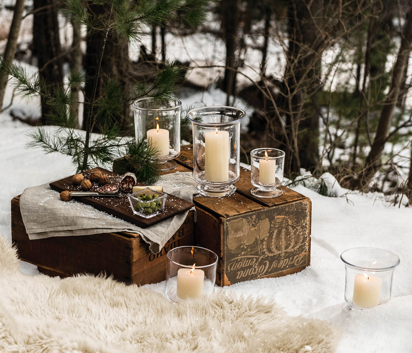 Live Edge Wood Board + Glass Bowl Set — Black Walnut
