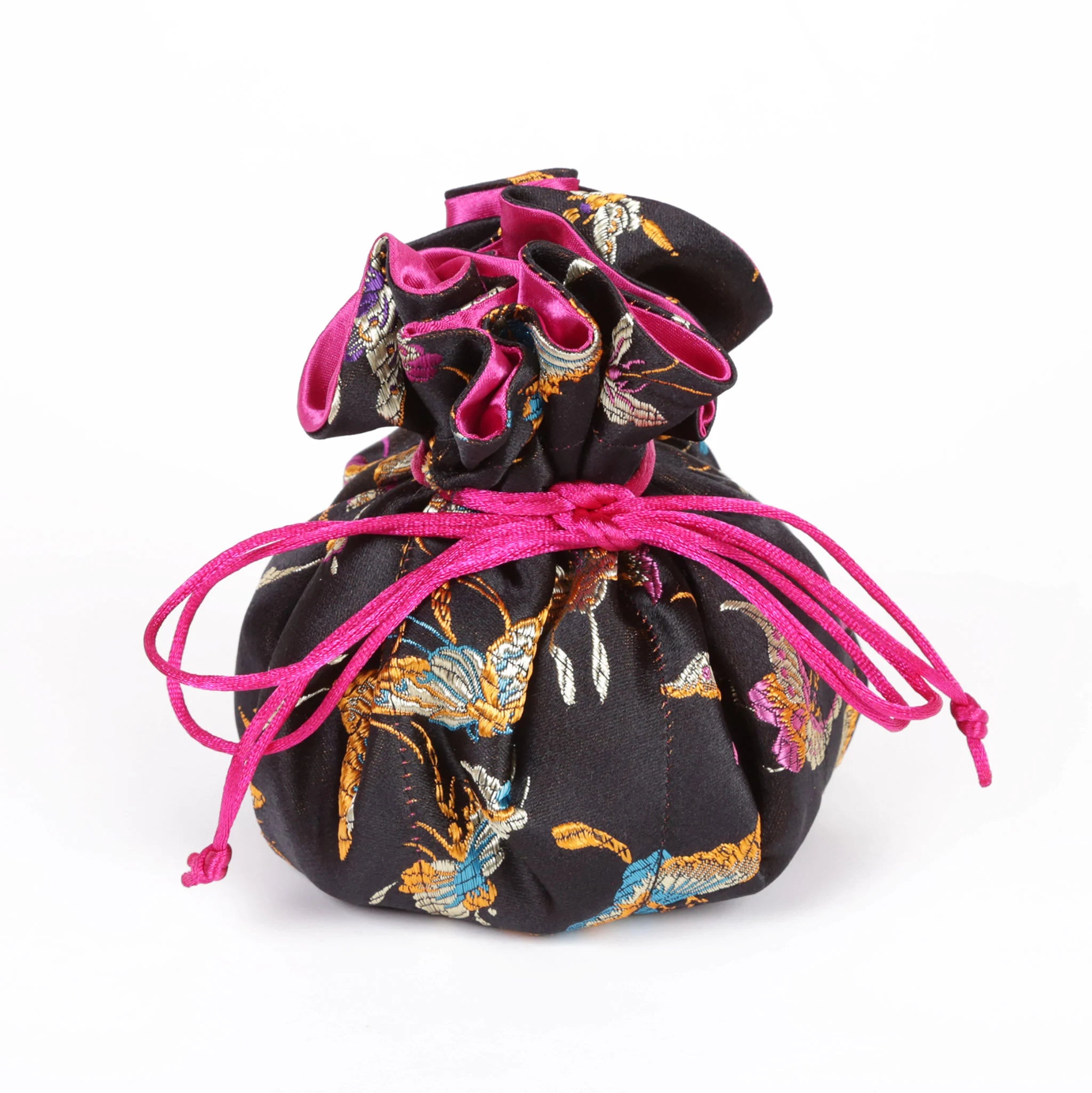 Butterfly & Dragonfly Pattern Brocade Jewelry Pouch