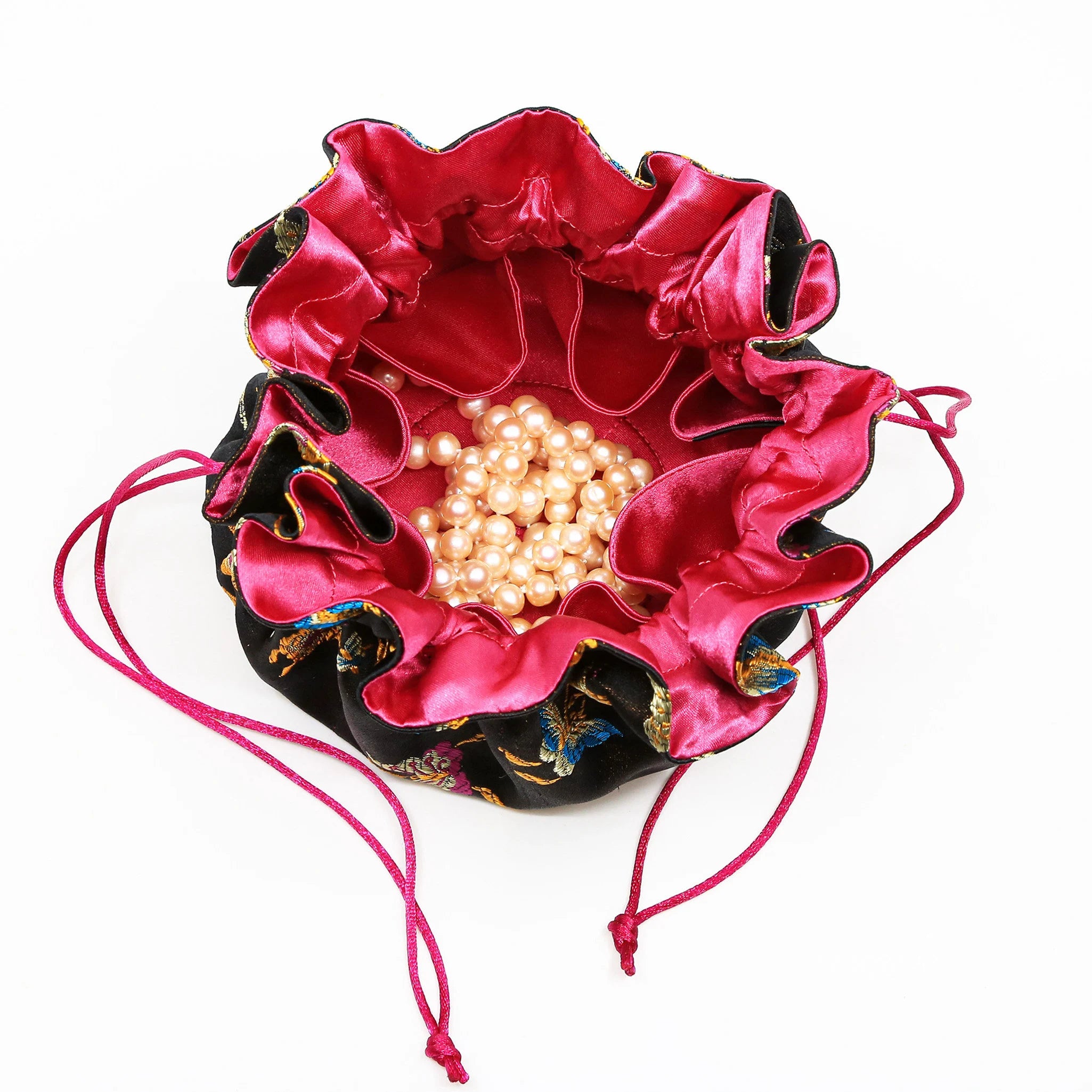 Butterfly & Dragonfly Pattern Brocade Jewelry Pouch