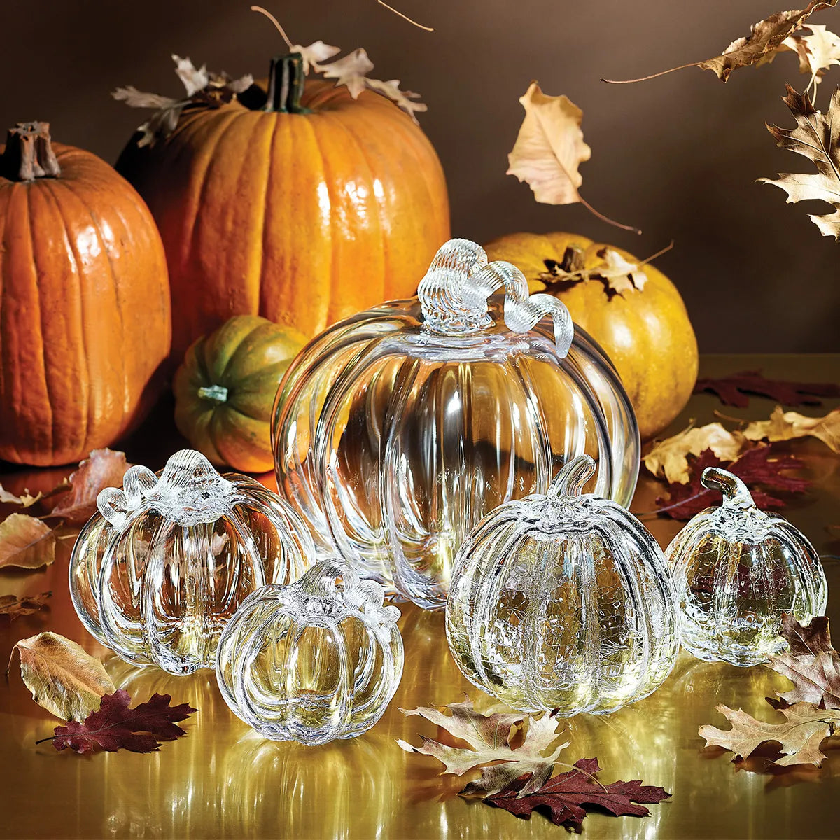 Simon Pearce Glass Pumpkin With A Twist
